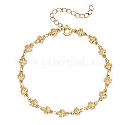 304ステンレススチール製クローバーリンクチェーンブレスレット（女性用）  18KGP本金メッキ  7.09インチ（18cm）&nbsp;BJEW-JB13431