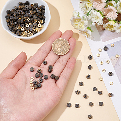 2連売り天然写真ジャスパービーズ連売り  ヒシビーズ  フラットラウンド/ディスク＆100個のccbプラスチックスペーサービーズ  フラットラウンド  6x3~3.3mm  穴：0.8mm  約122個/連  18.5インチ（47cm）&nbsp;G-NB0003-34