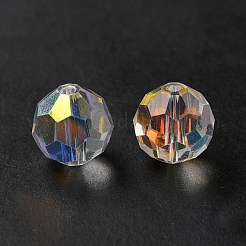 ガラス k9 ガラス  模造オーストリアクリスタルビーズ  ファセット（32ファセット）  ラウンド  クリアAB  12x11.5mm  穴：1.8mm&nbsp;GLAA-H024-05