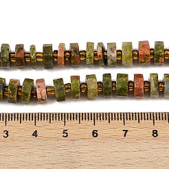天然石ユナカイトビーズ連売り  多面カット  ディスク  ヒシビーズ  シードビーズで  8x2.5~4.5mm  穴：1mm  約74~75個/連  15.47~15.55''（39.3~39.5センチメートル）&nbsp;G-F796-A07-01