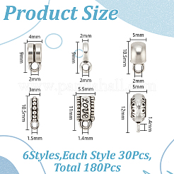 180 個 6 スタイル合金ハンガーリンク  チューブベイル  アンティークシルバー  4~12x3~9x2~6.5mm&nbsp;FIND-GO0003-91