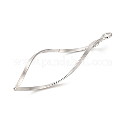 スターリングシルバーのツイストリーフアウトラインコネクタチャーム925個  プラチナ  34.5x9.5x8mm  穴：1.6mm&nbsp;STER-R010-01P