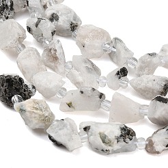 未加工の天然トルマリン入り水晶ビーズの連  ナゲット  シードビーズで  11~28x9~13x6~10mm  穴：1mm  約24~29個/連  14.96''（38cm）〜15.75''（40cm）&nbsp;GG-CBA0B77-A13-01