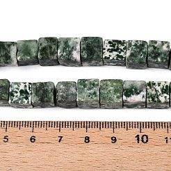 天然グリーンスポットジャスパービーズ連売り  キューブ  7.5~9x7.5~9x7.5~9mm  穴：1.2mm  約47~49個/連  15.35~15.79''（39~40.1センチメートル）&nbsp;G-T139-8x8-23A