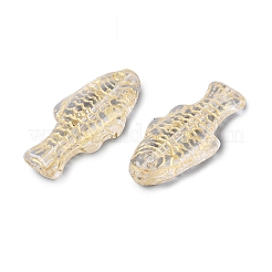 ガラスビーズ  魚  ゴールドライン入り  フローラルホワイト  25x12x5~5.5mm  穴：1.2mm&nbsp;GLAA-T021-84M-01