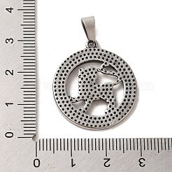 304ステンレスペンダント  十二星座のチャームが付いたフラットラウンド  アンティークシルバー  レオ  28x25x2mm  穴：7x5mm&nbsp;STAS-C084-01G-AS