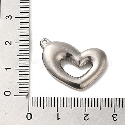 変色しない304ステンレススチールペンダント  ハートチャーム  ステンレス鋼色  20x25x4.5mm  穴：1.5mm&nbsp;STAS-R223-22