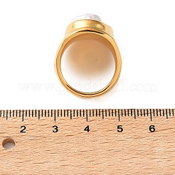 304ステンレススチール指輪  模造パールと  クロスとオーバル  ゴールドカラー  24.5mm  usサイズ7 1/4(17.5mm)&nbsp;SA-CBAD22F-02G