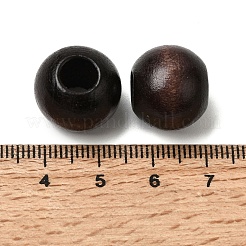 天然木のビーズ  染め  ラウンド  大穴ビーズ  ココナッツブラウン  16x14mm  穴：6.5mm&nbsp;WOOD-A026-03
