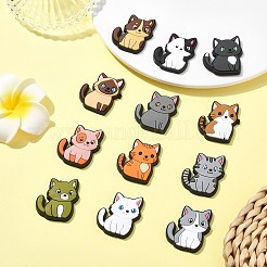 ペットテーマ PVC プラスチックカボション 60個 12色  猫の形  ミックスカラー  29.5~30x25x4mm  5個/カラー&nbsp;FIND-CJ0002-56