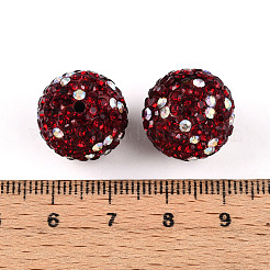 樹脂粘土パヴェラインストーンビーズ  ディスコボールビーズ  ラウンド  ガーネット  16mm  穴：1.6~2mm&nbsp;RB-T018-01E