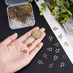 250個5色チベット風合金チャーム  スター  ミックスカラー  14.5x12x1mm  穴：2mm  50個/カラー&nbsp;TIBE-PH0002-10