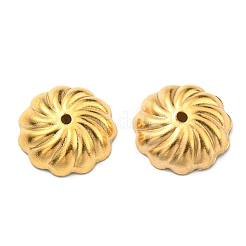304ステンレススチールビーズキャップ  マルチ花弁  花  18KGP本金メッキ  9.5x3mm  穴：1mm&nbsp;STAS-G310-10G