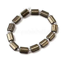 天然石パイライトビーズ連売り  長方形  シードビーズで  11.5~12x8x5mm  穴：1.4mm  約12~13個/連  7.68''~7.87''（19.5~20センチメートル）&nbsp;G-Z087-C03