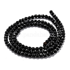 天然石ブラックトルマリンビーズ連売り  多面カット  ラウンド  2.7~3.5mm  穴：0.7mm  約120個/連  38cm&nbsp;X-G-H266-11A