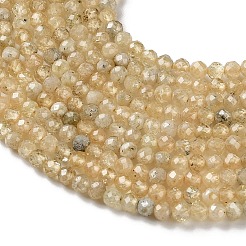 天然黄色ガーネットビーズ連売り  ラウンド  多面カット  3mm  穴：0.9mm  約150個/連  15.47''（39.3センチメートル）&nbsp;G-Z129-B01-3mm