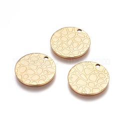 イオンプレーティング（ip）ステンレスペンダント  フラットラウンド  ゴールドカラー  15x1mm  穴：1.5mm&nbsp;STAS-I098-03-G
