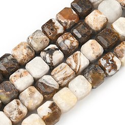 天然石ペトリファイドウッドビーズ連売り  ファセットテーブルカットキューブ  8.5~9.8x8.5~9.8x8.5~9.8mm  穴：0.8~1.2mm  約45~46個/連  14.96~15.47インチ（38~39.3cm）&nbsp;G-C267-A06