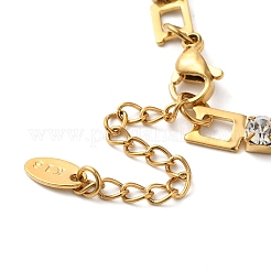 304ステンレススチールパヴェクリアキュービックジルコニアリンクブレスレット  ゴールドカラー  クロス  6-1/2インチ（16.5cm）&nbsp;BJEW-C076-01A-G