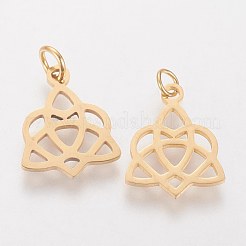 304ステンレスペンダント  ゴールドカラー  15x12x1mm  穴：3mm&nbsp;STAS-Q201-T458G