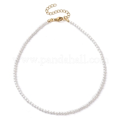 3mm ラウンドシェルパールビーズネックレス（女性用）  304ステンレススチール製金具付き  ホワイト  11.93インチ（30.3cm）&nbsp;NJEW-JN05077
