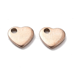 イオンプレーティング（IP）304ステンレススチールチャーム  空白タグのスタンプ  ハート  ローズゴールド  5x6x1mm  穴：1mm&nbsp;LS-STAS-L234-045A-RG