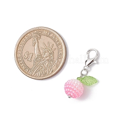 イミテーションパールアクリルベリービーズペンダント装飾  合金製カニカン付き  プラチナ  28.5~29.5mm&nbsp;HJEW-JM04077-01
