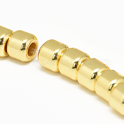 電気メッキ磁気無し合成ヘマタイトビーズ連売り  コラム  黄金メッキ  6x5mm  穴：2.5mm  約82個/連  15.7インチ&nbsp;G-Q465-36G