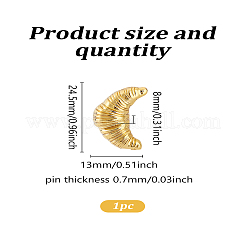 合金クロワッサンブローチピン1個  バックパック衣類用合金バッジ  ゴールドカラー  24.5x13x8mm  ピン：0.7mm&nbsp;JEWB-LP0005-14G