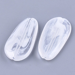 アクリルビーズ  天然石風  ティアドロップ  クリア＆ホワイト  47x23x7mm  穴：2mm  約100個/500g&nbsp;OACR-T006-036