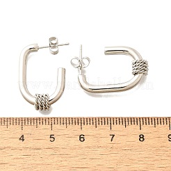 201ステンレススチールスタッドピアス  304ステンレスピン付き  長方形  ステンレス鋼色  25.5x16.5x5.5mm&nbsp;EJEW-Q026-10P