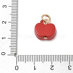 エナメルチャーム付き合金  りんごチャーム  ゴールドカラー  ベージュ  12.5x13x5.5mm  穴：4mm&nbsp;AL-CBA7219-01B