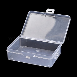 透明プラスチック収納ボックス  ヒンジ付き蓋付き長方形ビーズ容器  透明  14.5x11x3.3cm  内径：14x10.5のCM&nbsp;CON-C021-01B