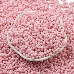 マカロンカラー不透明フロストガラスシードビーズ  ピーナッツ  ピンク  6x3x3mm  穴：1.2mm  約4000個/ポンド&nbsp;SEED-K009-12B-08