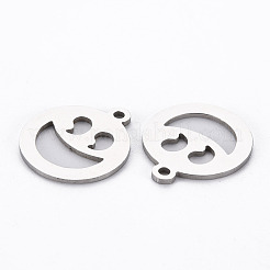 変色しない201ステンレススチールペンダント  切る  表現がフラットなラウンド  ステンレス鋼色  17.5x15x1mm  穴：1.5mm&nbsp;STAS-Q240-062P