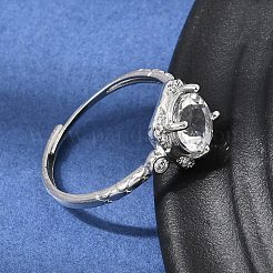 真鍮製マイクロパヴェキュービックジルコニア指輪指輪  正方形  天然水晶と  プラチナ  スクエア：9.5x10mm  usサイズ8 1/2(18.5mm)&nbsp;CU-CBA260E-07P