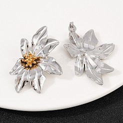 304ステンレススチールスタッドピアス  花  左右  ゴールデン·ステンレス鋼色  41.5x27.5mm&nbsp;EJEW-Z130-01GP