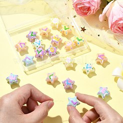 20 個 5 色不透明アクリルビーズ  エナメル  文字付き星  ミックスカラー  18.5x19.5x12mm  穴：2mm  4個/カラー&nbsp;ACRC-CJ0001-01