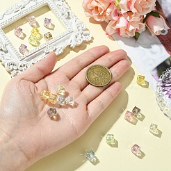 20個透明アクリルビーズ  キューブ  ABカラーメッキ  多面カット  グレー  8x8x8mm  穴：1.7mm&nbsp;PACR-YW0001-23A