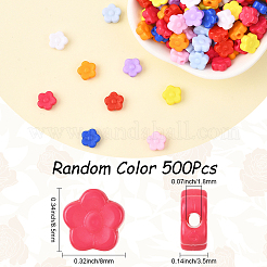 不透明なアクリルビーズ  花  ミックスカラー  8x8.5x3.5mm  穴：1.8mm  500個/セット&nbsp;MACR-SP0002-06B