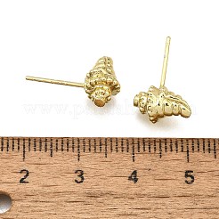 真鍮製スタンドピアス  長持ちメッキ  鉛フリー＆カドミウムフリー  シェル形状  11x7mm&nbsp;EJEW-H157-01G-02