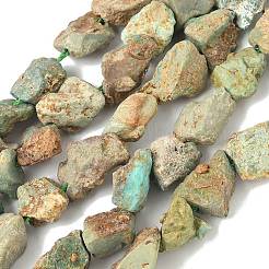湖北省産天然ターコイズビーズ（原石）  ナゲット  6~24x7~16x4~10mm  穴：1mm  約25~38個/連  15.35~15.94''（39~40.5センチメートル）&nbsp;G-M453-D09