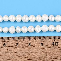 天然ケシパールビーズ連売り  有核真珠  ポテト  乳白色  5~6.5x3~7.5mm  穴：0.6mm  約66~69個/連  13.39~13.58インチ（34~34.5cm）&nbsp;PEAR-N013-05P