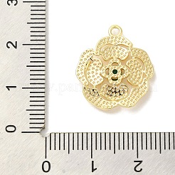 真鍮製ガラスチャーム  花  18KGP本金メッキ  グリーン  20x17.5x3mm  穴：1.6mm&nbsp;KK-Z073-15G-05