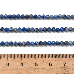 天然石ラピスラズリビーズ連売り  多面カット  ラウンド  3mm  穴：0.5mm  約130個/連  15.24インチ（38.7cm）&nbsp;G-RM2025526-A01-3mm