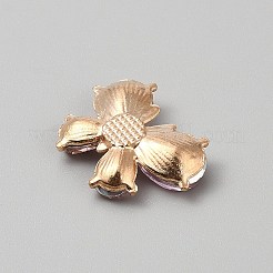 ライトゴールド合金ラインストーンカボション  蝶  ライトローズ  22x29x6.5mm&nbsp;FIND-WH0173-340C