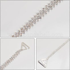 鉄のブラストラップ  調節可能なブラストラップホルダー  樹脂ラインストーン付き  プラチナ  467x9.5mm&nbsp;DIY-WH20013-76P