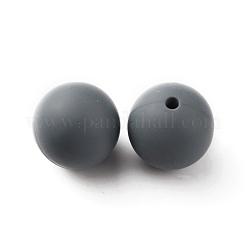 食品グレードの環境に優しいシリコーン焦点ビーズ  ラウンド  グレー  15mm  穴：2mm&nbsp;SIL-WH0013-01A