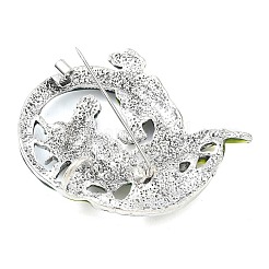 バックパックの服に使える、盤竜合金エナメルのラペルピン  アンティークシルバー  グリーン  51x44mm&nbsp;JEWB-G044-02AS-01