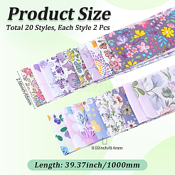 花柄コットンキルティングストリップ生地  DIY クラフト縫製用のパッチワーク生地  ミックスカラー  1000x65x0.1mm  約40個/セット&nbsp;DIY-WH20048-013A